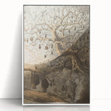 Grunge Wall Art - Vintage Bat Tree Illustration Grunge Canvas Print