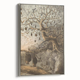 Grunge Wall Art - Vintage Bat Tree Illustration Grunge Canvas Print
