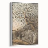 Grunge Wall Art - Vintage Bat Tree Illustration Grunge Canvas Print
