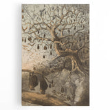 Grunge Wall Art - Vintage Bat Tree Illustration Grunge Canvas Print