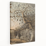 Grunge Wall Art - Vintage Bat Tree Illustration Grunge Canvas Print