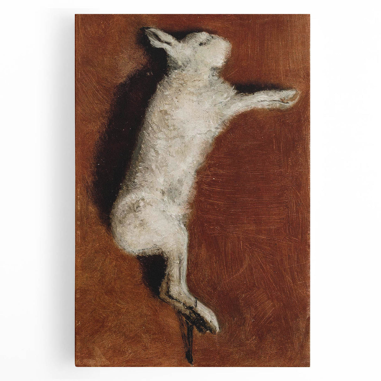 Grunge Wall Art - Vintage White Rabbit Illustration Grunge Canvas Print