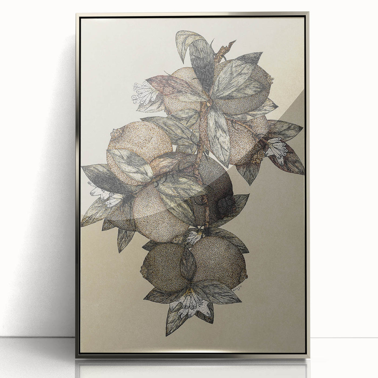 Grunge Citrus Botanical Art - Distressed Vintage Lemon Canvas Print