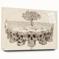 Grunge Wall Art - Skull and Tree Sketch Canvas for Dark Aesthetic Decor