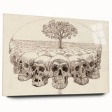 Grunge Wall Art - Skull and Tree Sketch Canvas for Dark Aesthetic Decor