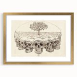 Grunge Wall Art - Skull and Tree Sketch Canvas for Dark Aesthetic Decor