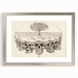 Grunge Wall Art - Skull and Tree Sketch Canvas for Dark Aesthetic Decor