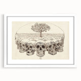 Grunge Wall Art - Skull and Tree Sketch Canvas for Dark Aesthetic Decor