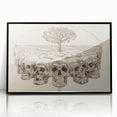 Grunge Wall Art - Skull and Tree Sketch Canvas for Dark Aesthetic Decor