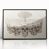 Grunge Wall Art - Skull and Tree Sketch Canvas for Dark Aesthetic Decor