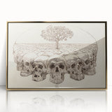Grunge Wall Art - Skull and Tree Sketch Canvas for Dark Aesthetic Decor