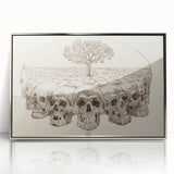 Grunge Wall Art - Skull and Tree Sketch Canvas for Dark Aesthetic Decor