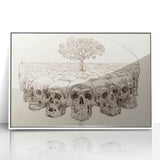 Grunge Wall Art - Skull and Tree Sketch Canvas for Dark Aesthetic Decor
