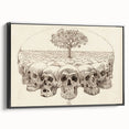 Grunge Wall Art - Skull and Tree Sketch Canvas for Dark Aesthetic Decor