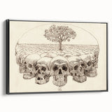 Grunge Wall Art - Skull and Tree Sketch Canvas for Dark Aesthetic Decor