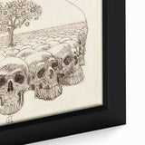 Grunge Wall Art - Skull and Tree Sketch Canvas for Dark Aesthetic Decor