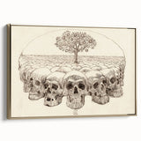 Grunge Wall Art - Skull and Tree Sketch Canvas for Dark Aesthetic Decor