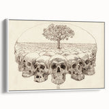 Grunge Wall Art - Skull and Tree Sketch Canvas for Dark Aesthetic Decor