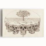 Grunge Wall Art - Skull and Tree Sketch Canvas for Dark Aesthetic Decor
