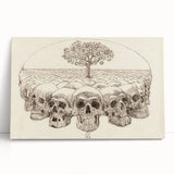 Grunge Wall Art - Skull and Tree Sketch Canvas for Dark Aesthetic Decor