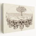 Grunge Wall Art - Skull and Tree Sketch Canvas for Dark Aesthetic Decor