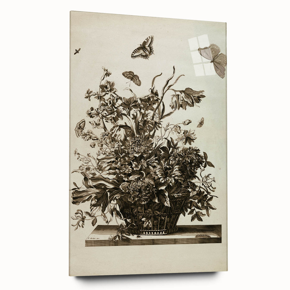 Distressed Grunge Botanical Print - Vintage Floral and Butterfly Art