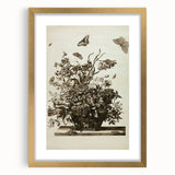 Distressed Grunge Botanical Print - Vintage Floral and Butterfly Art