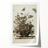 Distressed Grunge Botanical Print - Vintage Floral and Butterfly Art