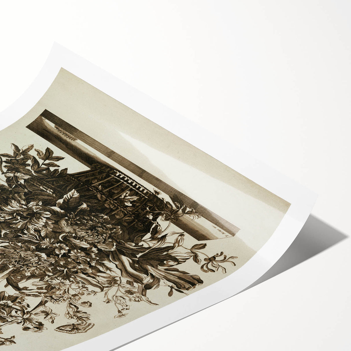 Distressed Grunge Botanical Print - Vintage Floral and Butterfly Art