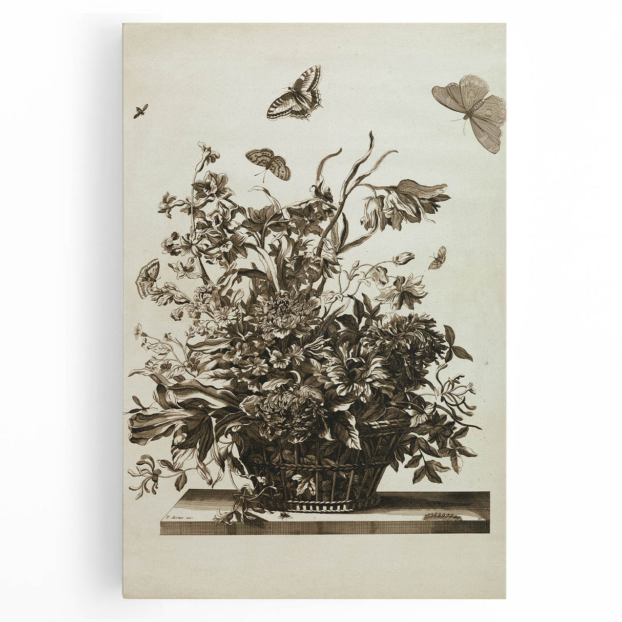 Distressed Grunge Botanical Print - Vintage Floral and Butterfly Art