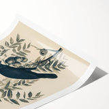 Grunge Crow and Fruit Illustration - Vintage Botanical Wall Art Print