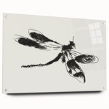 Grunge Insect Sketch Art Print - Abstract Dragonfly Canvas - Edgy Decor