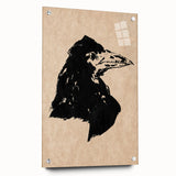 Grunge Crow Wall Art - Distressed Black Ink Print for Edgy Decor