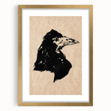 Grunge Crow Wall Art - Distressed Black Ink Print for Edgy Decor