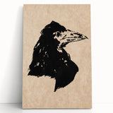 Grunge Crow Wall Art - Distressed Black Ink Print for Edgy Decor