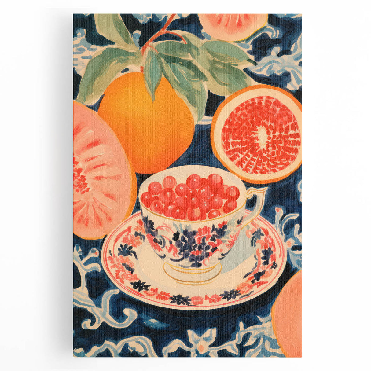 Maximalist Wall Art – Bold and Vibrant Fruit Still Life for Eclectic Decor