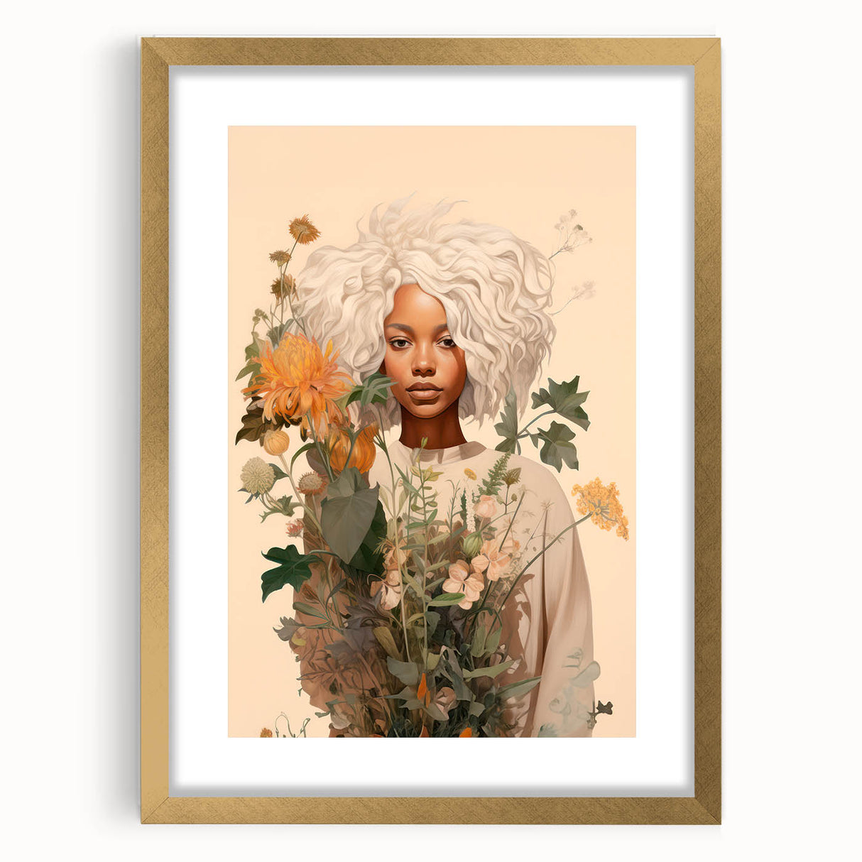 Maximalist Wall Art - Eclectic Floral Portrait for Bold Home Decor