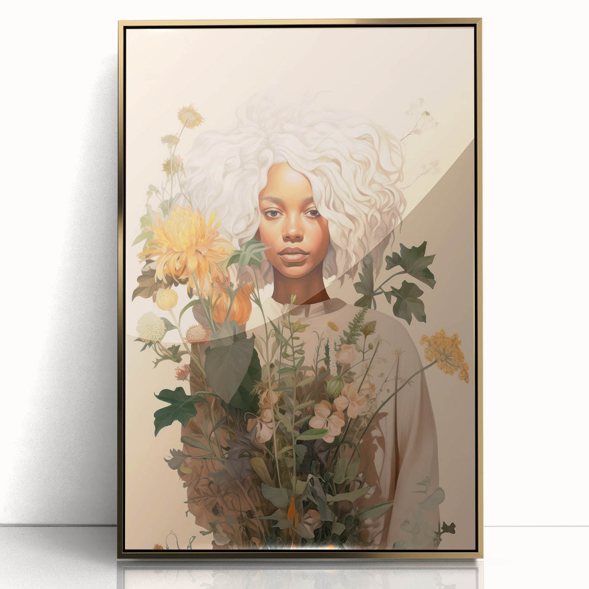Maximalist Wall Art - Eclectic Floral Portrait for Bold Home Decor