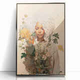 Maximalist Wall Art - Eclectic Floral Portrait for Bold Home Decor