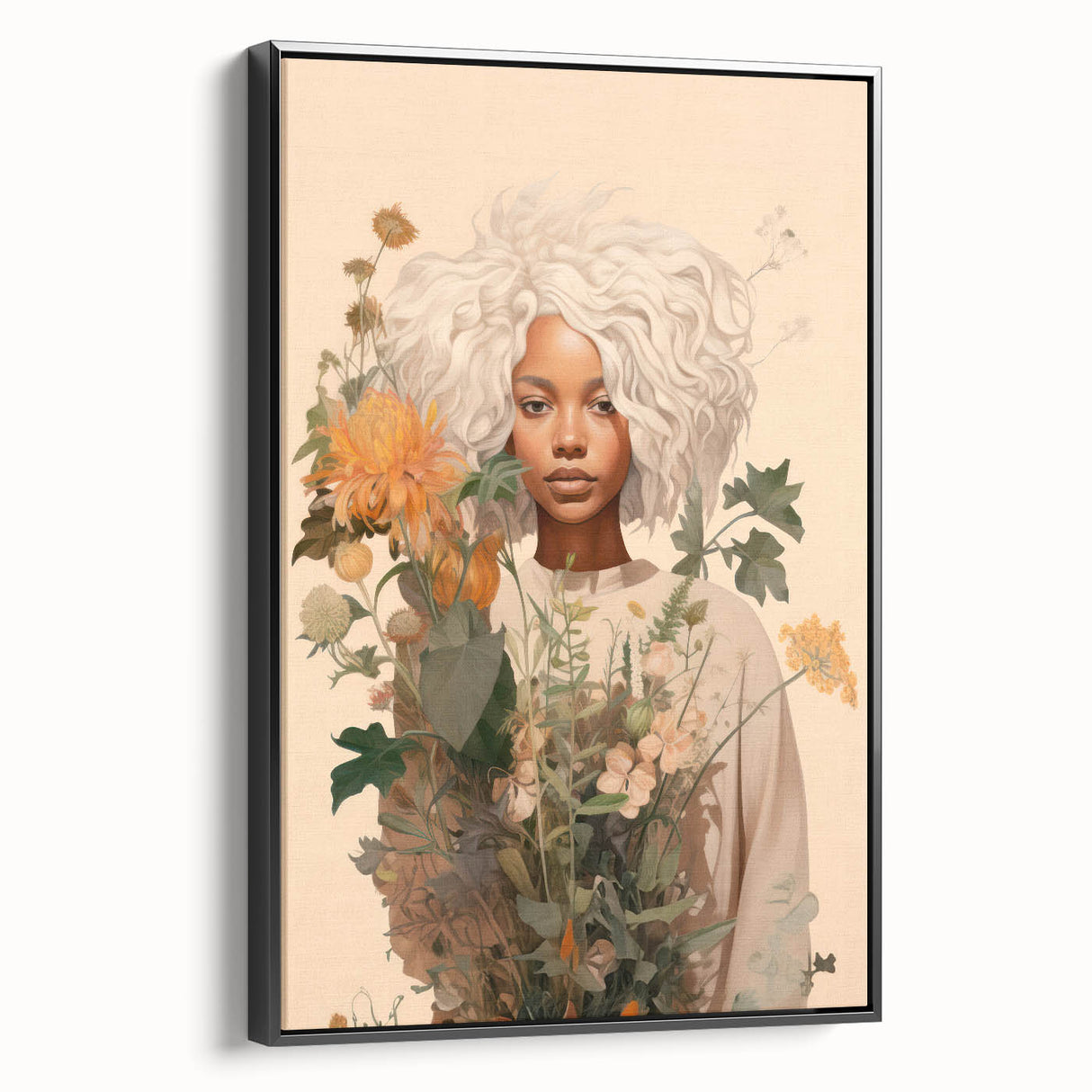 Maximalist Wall Art - Eclectic Floral Portrait for Bold Home Decor
