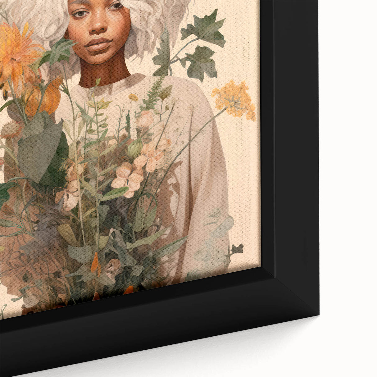 Maximalist Wall Art - Eclectic Floral Portrait for Bold Home Decor