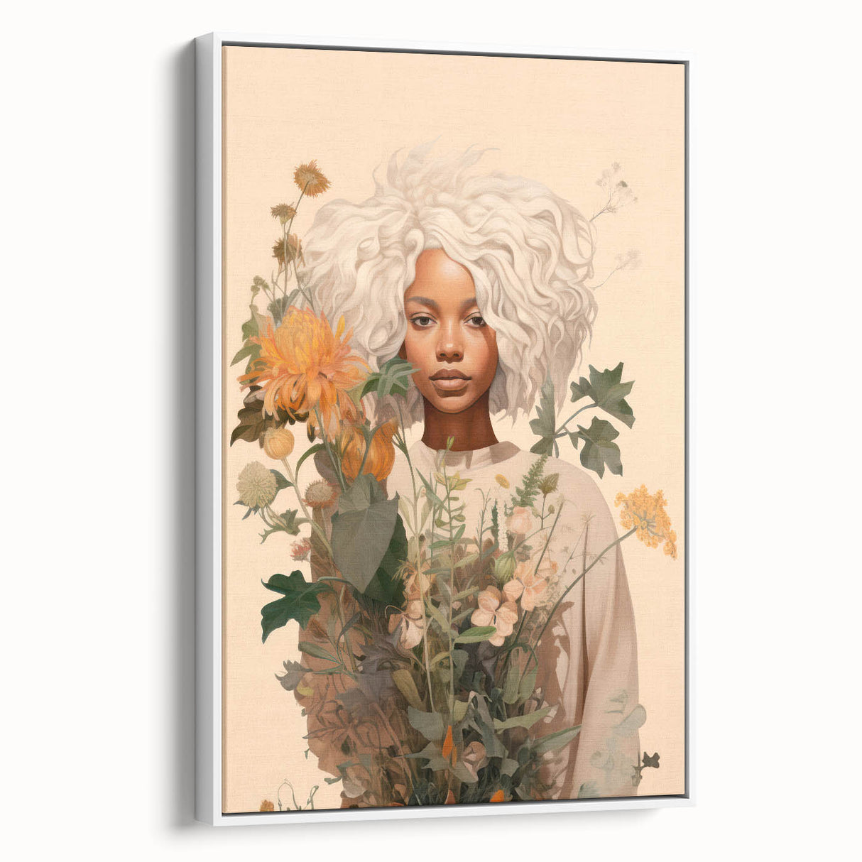 Maximalist Wall Art - Eclectic Floral Portrait for Bold Home Decor