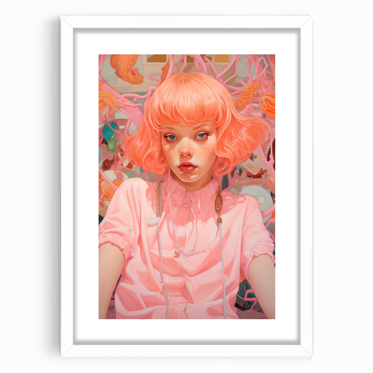 Maximalist Wall Art - Vibrant Eclectic Portrait for Bold Home Decor