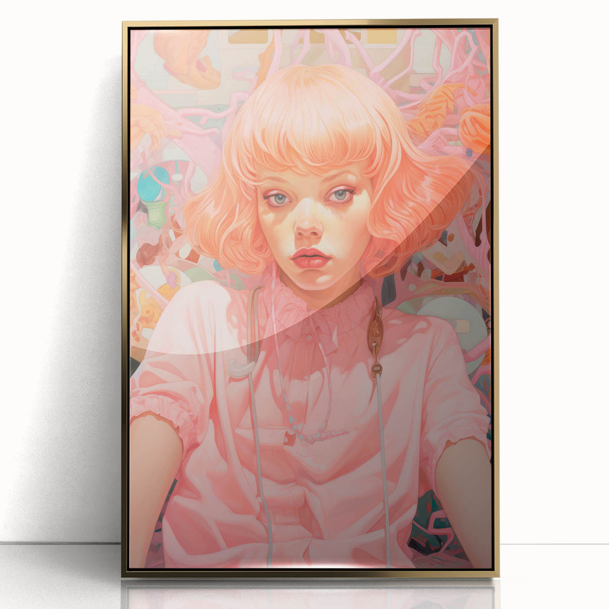 Maximalist Wall Art - Vibrant Eclectic Portrait for Bold Home Decor