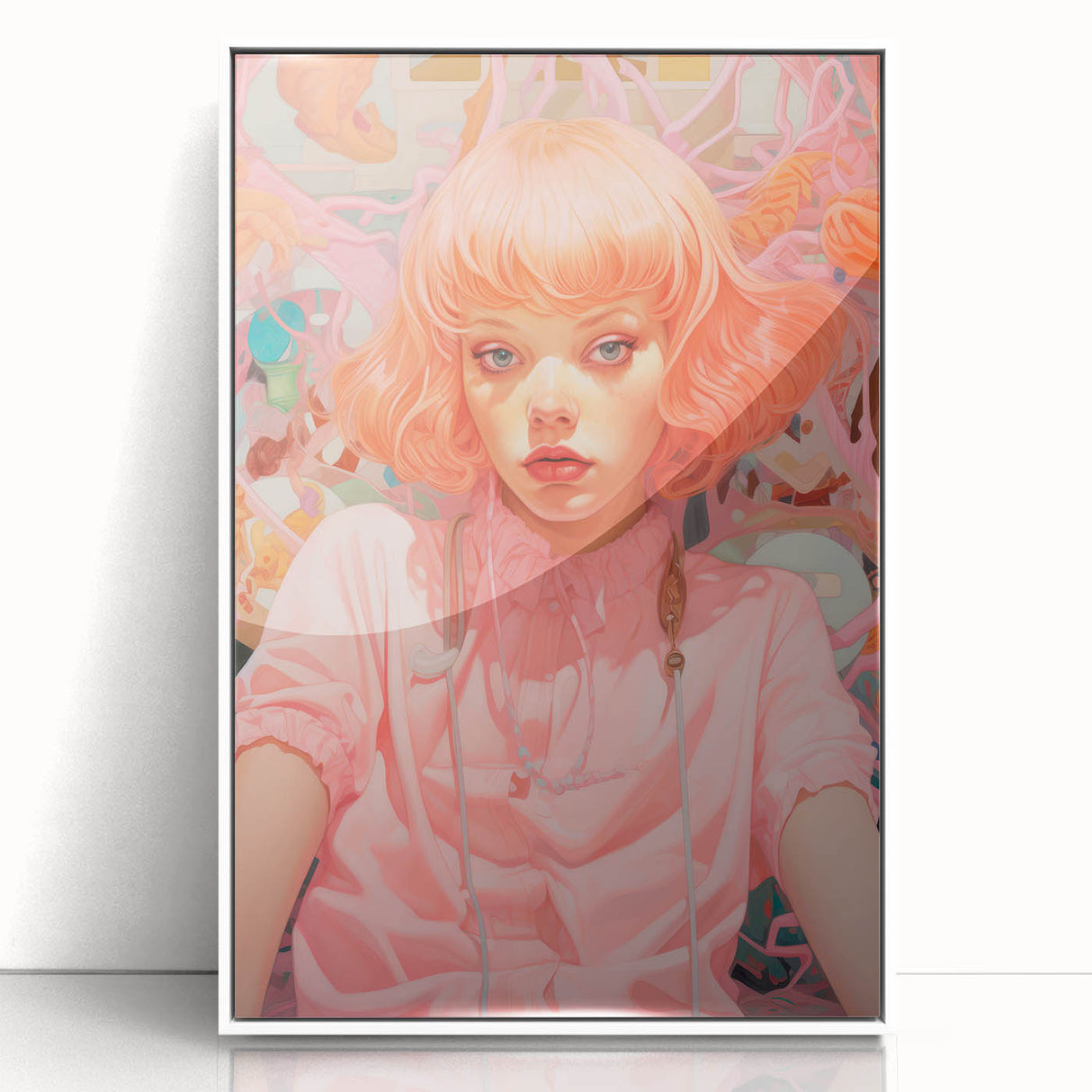 Maximalist Wall Art - Vibrant Eclectic Portrait for Bold Home Decor