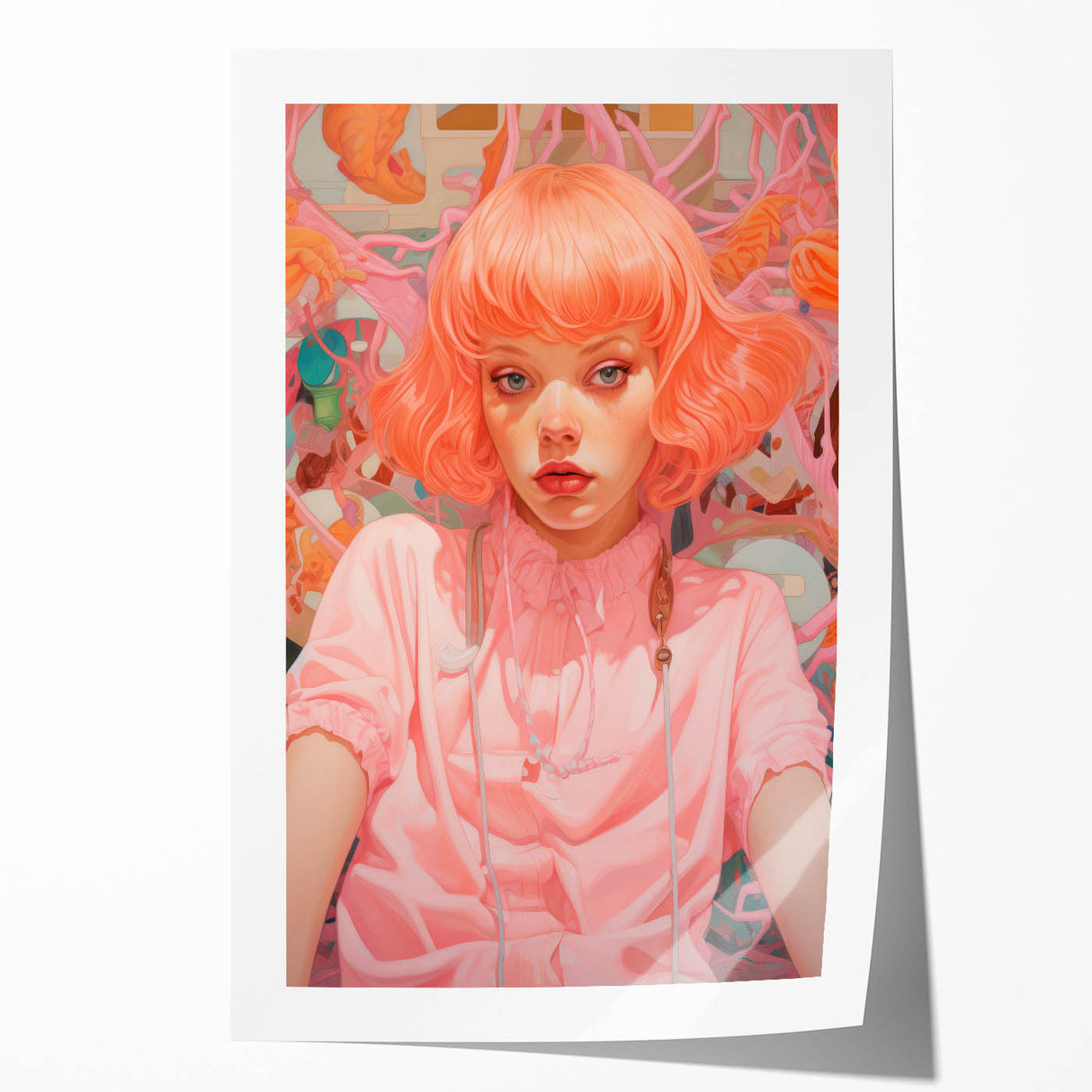 Maximalist Wall Art - Vibrant Eclectic Portrait for Bold Home Decor