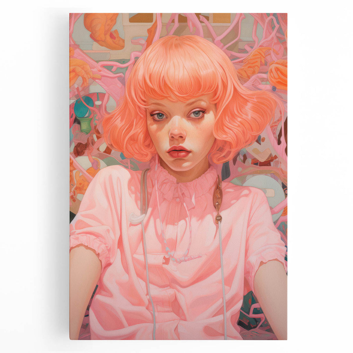Maximalist Wall Art - Vibrant Eclectic Portrait for Bold Home Decor
