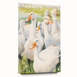 Maximalist Wall Art - Serene Goose Flock Illustration for Eclectic Decor