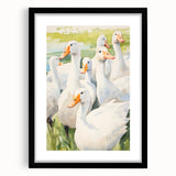 Maximalist Wall Art - Serene Goose Flock Illustration for Eclectic Decor
