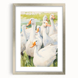 Maximalist Wall Art - Serene Goose Flock Illustration for Eclectic Decor